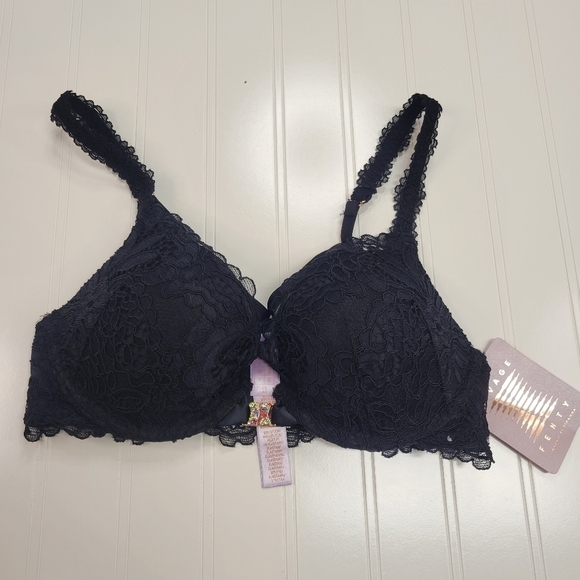 Savage X Fenty | Romantic Corded Lace Front-Closure Push Up Bra - Picture 1 of 8